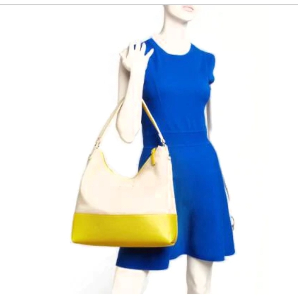 Kate spade new york leather Grove Court Grayson hobo shoulder bag pearl yellow